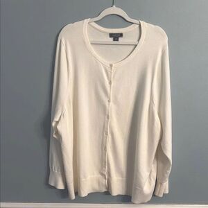 Lands' End Ivory Button-Up Cardigan Womens 4X